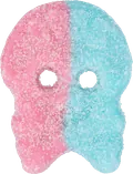 Pink and blue sugar-coated skull gummy