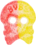 Red and yellow sugar-coated Bubs skull